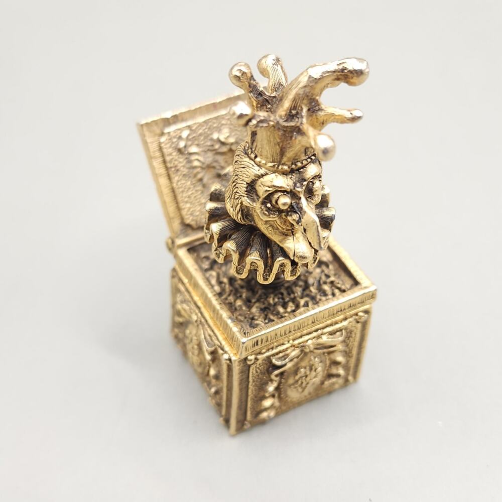 Max Factor Creme Perfume Compact Brass Jack in the Box Jester Hypnotique